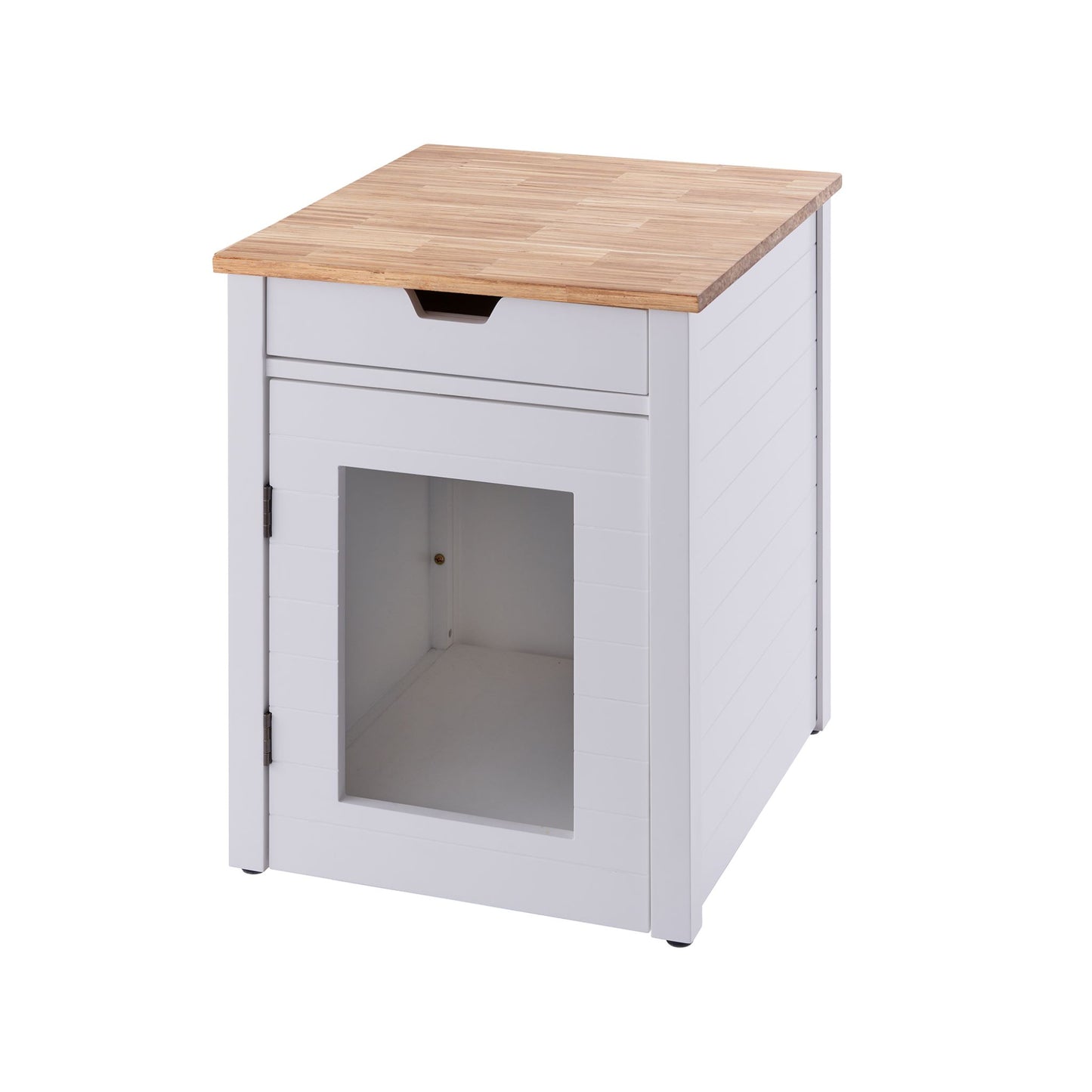 modern litter box end table with a white background