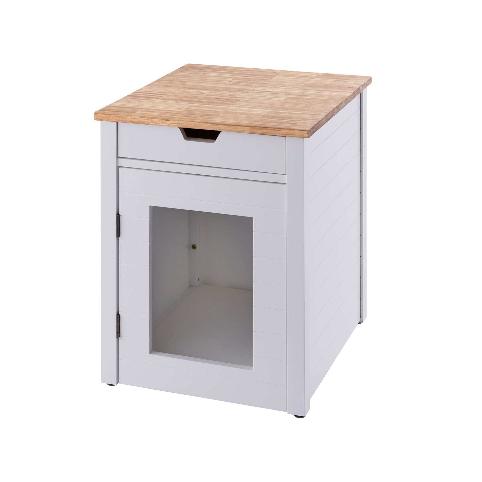 modern litter box end table with a white background