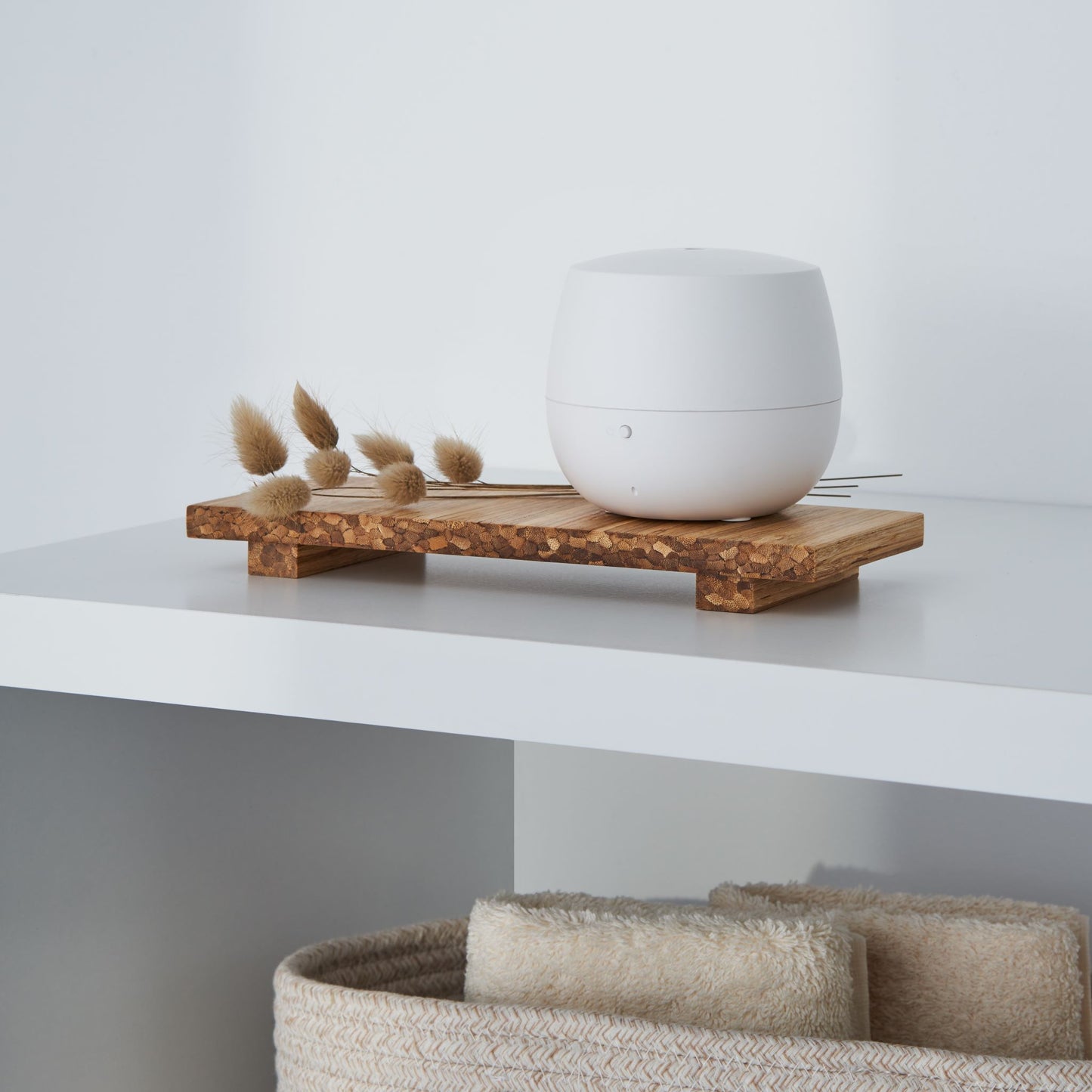 Heyday breakfast tray on top of a counter top with a diffuser sitting on top
