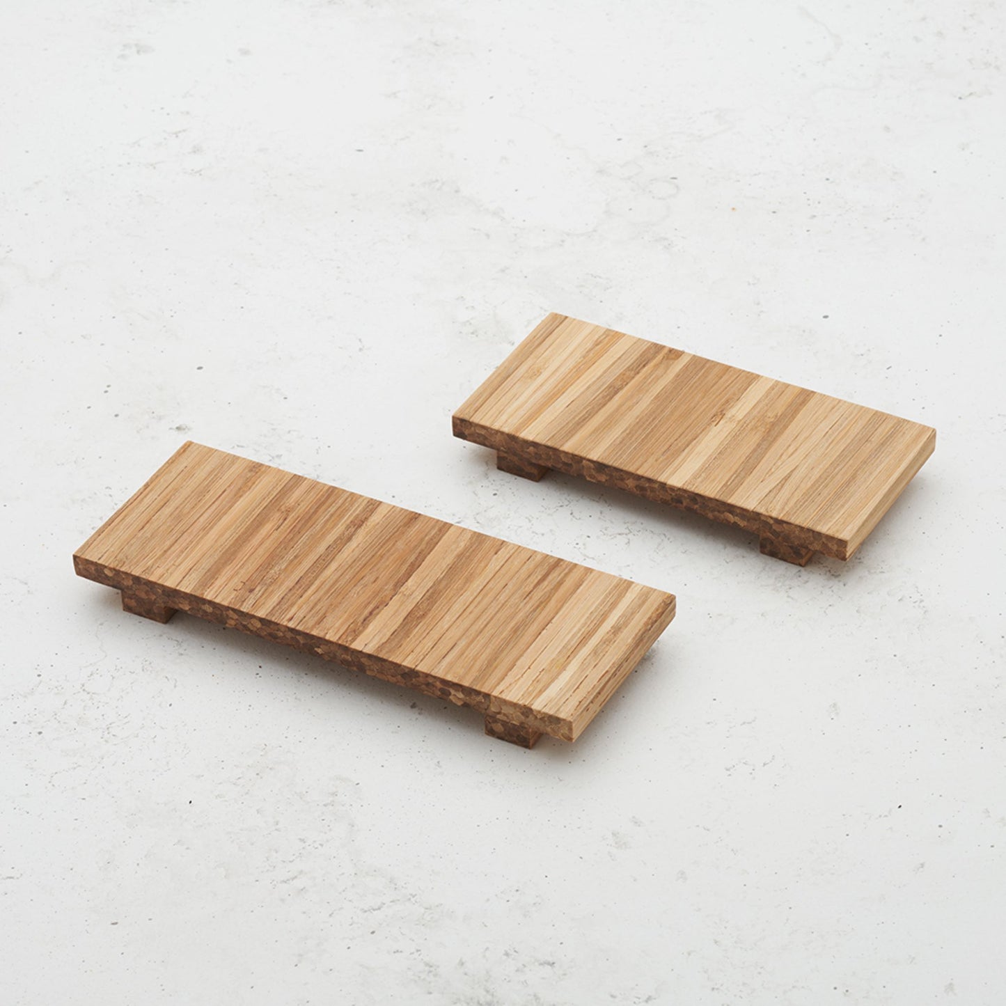 Two heyday breakfast trays sitting on a counter top