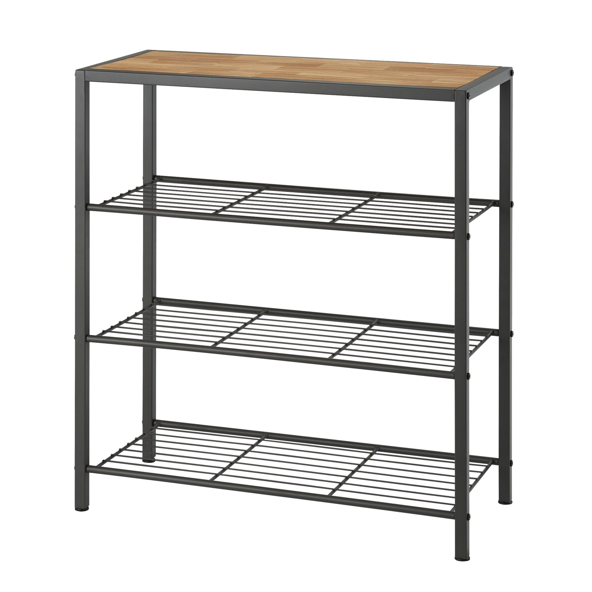 modern four tier shelving rack with chopstick wood top