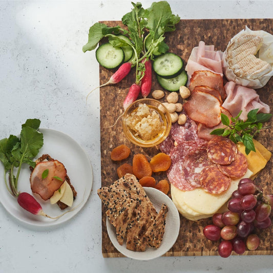 serving board fill with charcuterie items